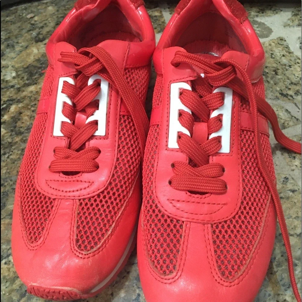 Michael Kors‎ Red Leather and Mesh Maggie Trainer sneakers size 7
